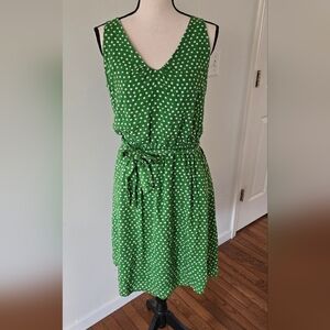 A New Day Green Polka Dot Sleeveless Dress Small
